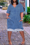 Casual Print Basic V Neck Short Sleeve Short Sleeve Dress
