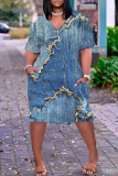 Casual Print Basic V Neck Short Sleeve Short Sleeve Dress