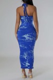 Knit Sleeveless Backless Halter Vacation Daily Bodycon Maxi Dress