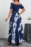 Casual Print Patchwork Off the Shoulder Long Dresses