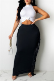 Casual Solid Tassel Patchwork Skinny High Waist Conventional Patchwork Skirts