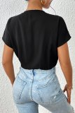 Casual Solid Patchwork V Neck Skinny Bodysuits