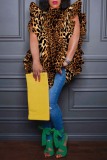 Casual Print Patchwork O Neck Plus Size Tops