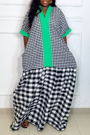 Casual Street Daily Elegant College Plaid Patchwork Contrast Dresses
