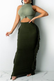Casual Solid Tassel Patchwork Skinny High Waist Conventional Patchwork Skirts