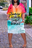 Casual Print Basic V Neck Short Sleeve Short Sleeve Dress