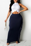 Casual Solid Tassel Patchwork Skinny High Waist Conventional Patchwork Skirts