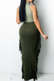 Casual Solid Tassel Patchwork Skinny High Waist Conventional Patchwork Skirts