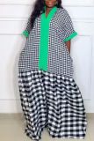 Casual Street Daily Elegant College Plaid Patchwork Contrast Dresses