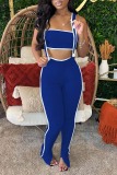 Sleeveless Backless Spaghetti Strap Crop Top and Pant Daily Skinny 2 Piece Set