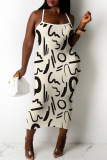 Sexy Casual Print Backless Spaghetti Strap Sleeveless Dresses
