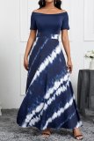 Casual Print Patchwork Off the Shoulder Long Dresses