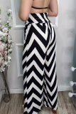 Casual Geometric Print Contrast Loose High Waist Straight Full Print Bottoms