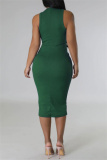 Casual Solid Basic O Neck Sleeveless Dresses