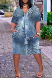 Casual Print Basic V Neck Short Sleeve Short Sleeve Dress