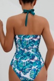 Sexy Print Bandage Patchwork Backless Swimwears (With Paddings)