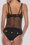 Sexy Patchwork Tassel Hollowed Out See-through Backless Swimwears Cover Up