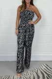 Sexy National Totem Print Patchwork Halter Loose Jumpsuits