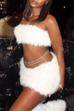 Sexy Solid Backless Strapless Sleeveless Two Pieces
