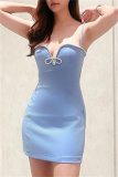 Sexy Patchwork Backless Spaghetti Strap Sleeveless Dresses