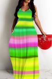 Gradient Print Sleeveless Backless Vacation Daily Cami Maxi Dress