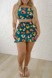 Floral Print Sleeveless Cami Crop Top and Mini Skirt Vacation Matching Set