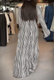 Casual Street Daily Elegant Striped Printing O Neck Dresses