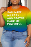 Rainbow Colorful Gradient Plus Size Round Neck T-shirts Tops Tees