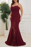 Sexy Formal Solid Backless Spaghetti Strap Long Plus Size Dresses
