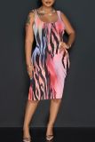 Casual Print Basic U Neck Vest Dresses