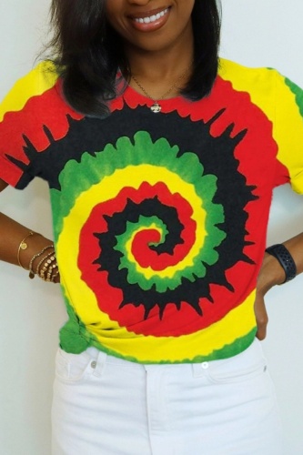 Women Rainbow Colorful Casual Round Neck T-shirts Tops Tees