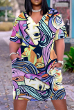 Casual Print Basic V Neck Short Sleeve Short Sleeve Dress