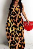 Sexy Casual Print Backless Spaghetti Strap Long Dresses