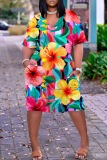 Casual Print Basic V Neck Short Sleeve Short Sleeve Dress