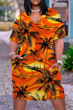 Casual Print Basic V Neck Short Sleeve Short Sleeve Dress