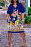 Casual Print Basic V Neck Short Sleeve Short Sleeve Dress