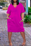 Casual Solid Basic V Neck Short Sleeve Short Sleeve Dress