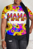 Casual Letter Print Basic O Neck T-Shirts