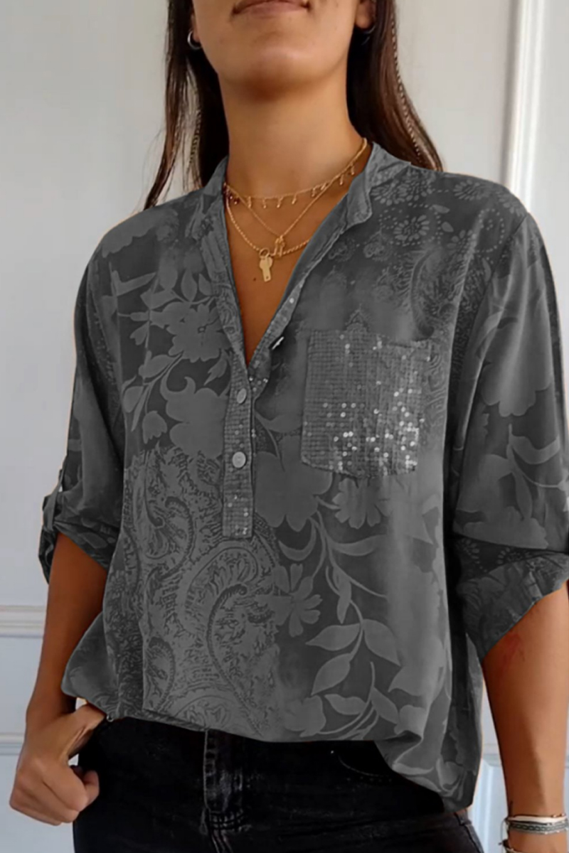 Casual Solid Fold Stringy Selvedge Mandarin Collar Tops