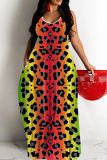 Graphic Print Sleeveless Off Shoulder Loose Daily Vacation Cami Maxi Dress