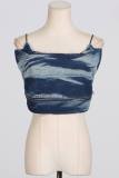 Sexy Casual Patchwork Pocket Backless Spaghetti Strap Sleeveless Two Pieces