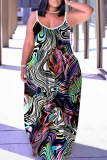 Sexy Casual Print Backless Spaghetti Strap Long Dresses