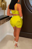Elegant Solid Lace Patchwork Backless Spaghetti Strap Sleeveless Two Pieces