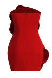 Sexy Solid Patchwork Backless Strapless Wrapped Skirt Dresses