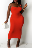 Sexy Casual Solid Backless Spaghetti Strap Sleeveless Dresses