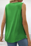 Green Casual Street Solid Fold Square Collar Tops