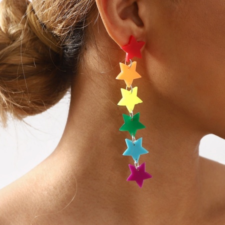 Casual Rainbow Color Stars Earrings