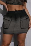 Casual Gradient Patchwork Skinny Low Waist Conventional Patchwork Skirts