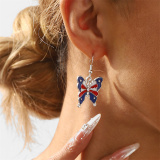 Casual Daily Flag Stars Print Rhinestone Contrast Earrings