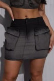 Casual Gradient Patchwork Skinny Low Waist Conventional Patchwork Skirts